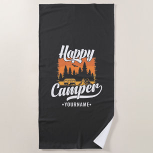 Toalha De Praia Happy Camper Camping Hiking Travel Caravan Life