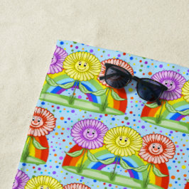Toalha De Praia Happy Flowers Beach Towel
