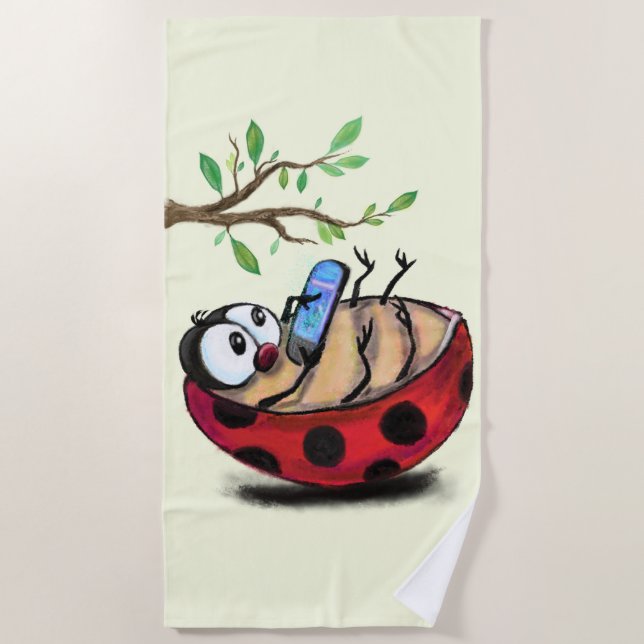 Toalha De Praia Happy Ladybug Funny Beach Towel (Frente)