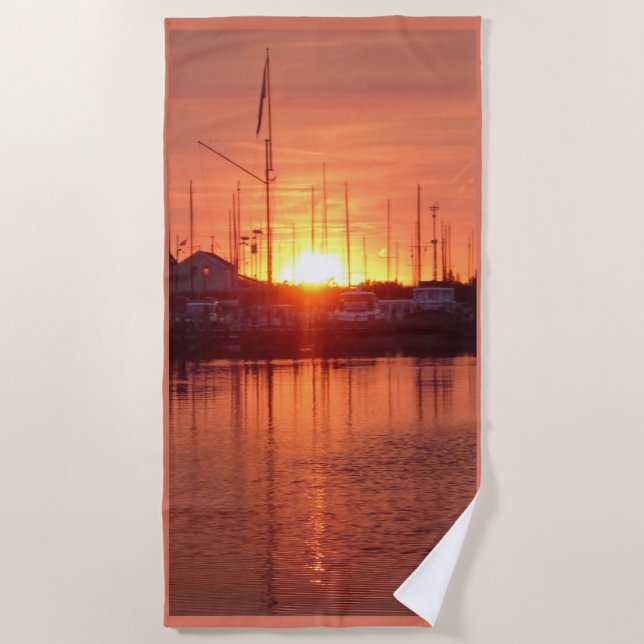 Toalha De Praia Harbour Sunset Beach Towel (Frente)