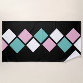 Toalha De Praia Harlequin Beach Towel (preto, aqua e rosa)