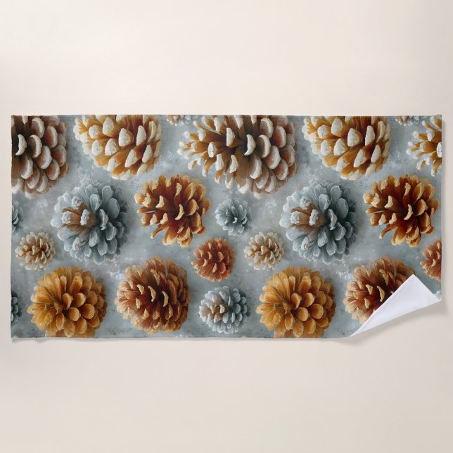 Toalha De Praia Harmonia de Pinecones de inverno (Frente)