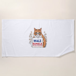 Toalha De Praia Harris Walz 2024 Kamala cat