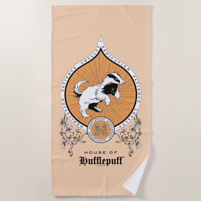 Toalha De Praia HARRY POTTER™ | Desenho Delicado HUFFLUFF™ Crest (Frente)