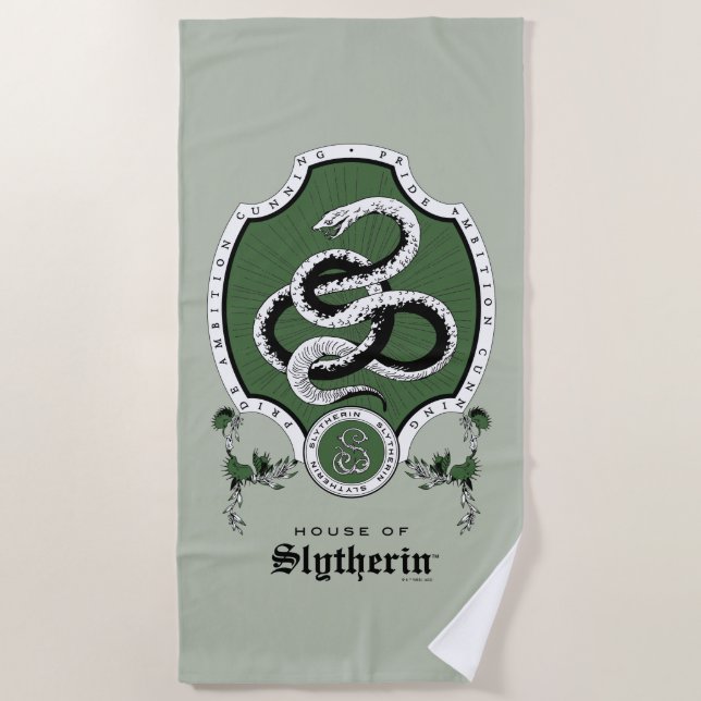 Toalha De Praia HARRY POTTER™ | Desenho Delicado SLYTHERIN™ Crest (Frente)