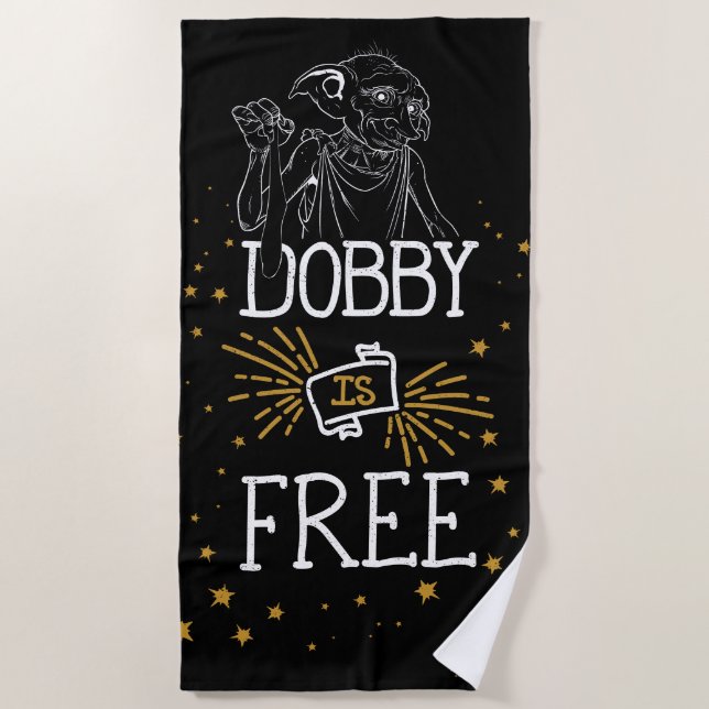 Toalha De Praia Harry Potter | Dobby Is Free (Frente)