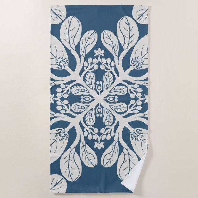 Toalha De Praia Havaiana Quilt Naupaka em bege (Frente)