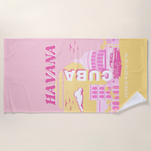 Toalha De Praia Havana Cuba - Pink Preppy Art