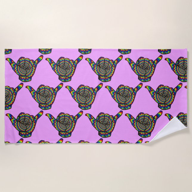 Toalha De Praia Hawaiian Shaka Psychedelic Thunder_Cove (Frente)