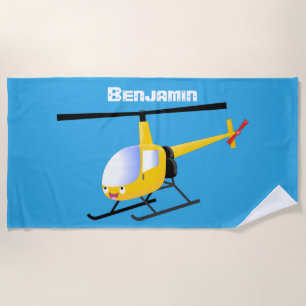 Toalha De Praia Helicóptero de desenho animado amarelo