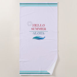 Toalha De Praia "Hello Summer Aloha" Víblias tropicais