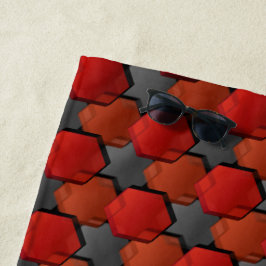 Toalha De Praia Hexágonos vermelhos sobrepostos e "estrela cinza"