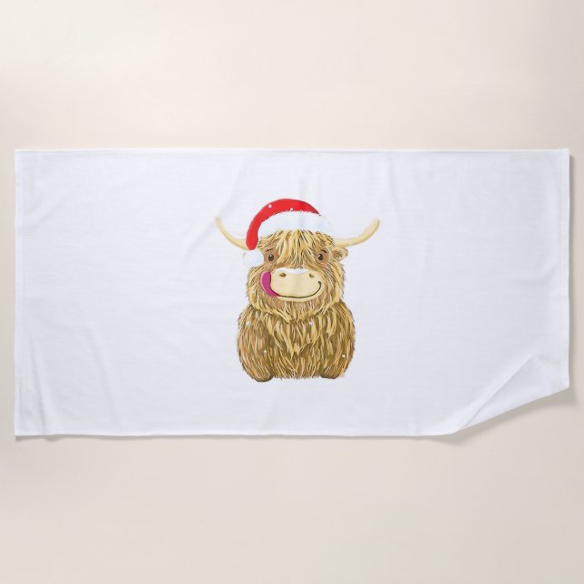 Toalha De Praia Highland Cow Merry Christmas Snow T-shirt Essentia (Frente)