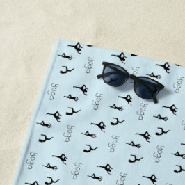 Toalha De Praia Hipóteses de ioga e padrão de texto em azul