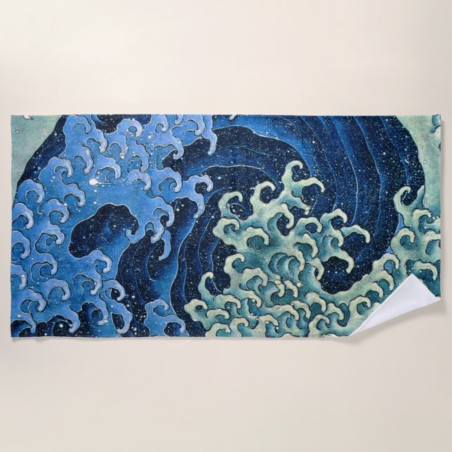 Toalha De Praia Hokusai Feminine Wave Vintage Ocean (Frente)