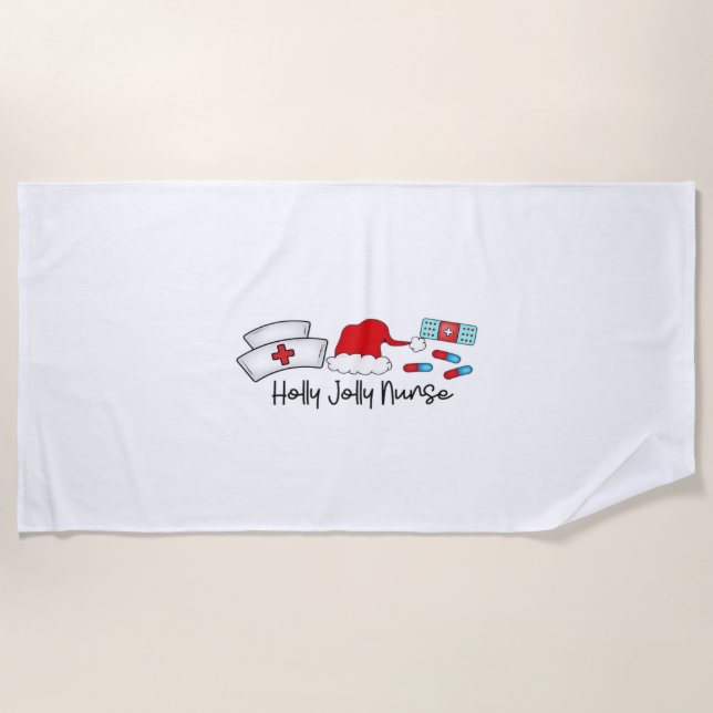 Toalha De Praia Holly Jolly Nurse, Camiseta Clássica do Halloween (Frente)