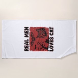 Toalha De Praia Homens de Verdade Amam Camiseta Vintage de Gato de