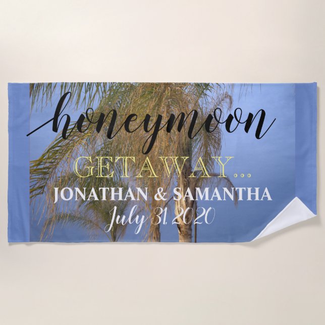 Toalha De Praia Honeymoon Getaway Palm Trees Beach Towel (Frente)