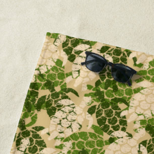 Toalha De Praia Honu Sea Turtle Havaiana Tapa - Khaki