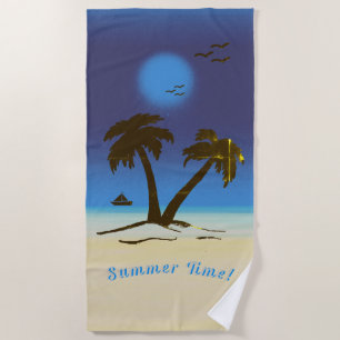 Toalha De Praia Hora de Verão de Palm Trees Beach! Hora da Noite