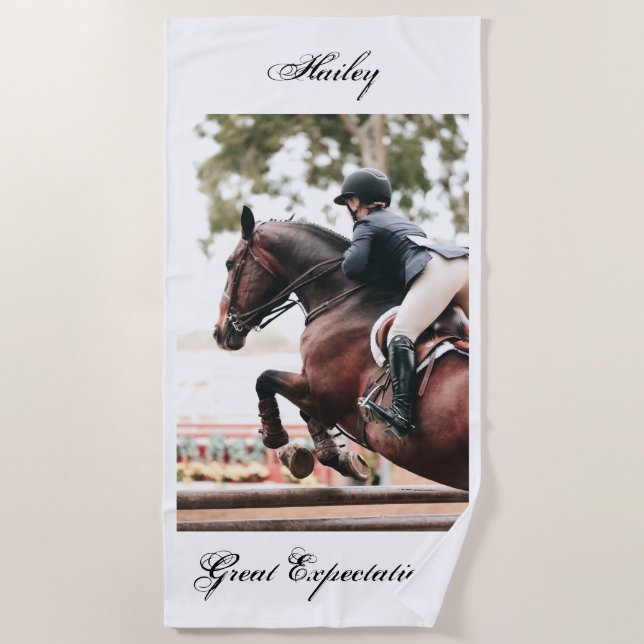 Toalha De Praia Horse Show - Horse & Rider Personalizado (Frente)