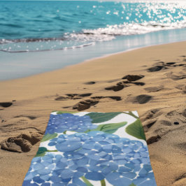 Toalha De Praia Hortênsias Azuis | Belo Arbusto Floral