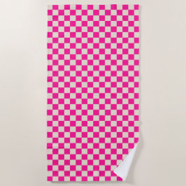 Toalha De Praia Hot pink and tan checkerboard pattern