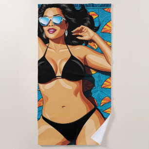 Toalha De Praia Hottie em Black Bikini Beach Towel