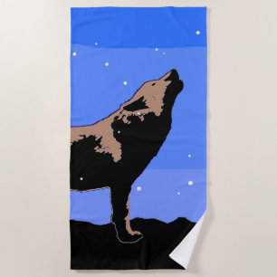 Toalha De Praia Howling Wolf no inverno - Arte original sobre a vi
