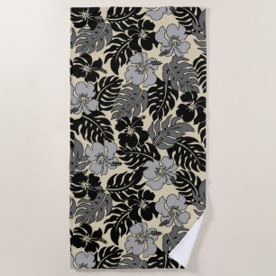 Toalha De Praia Huakini Bay Havaiano Hibiscus Floral- Preto