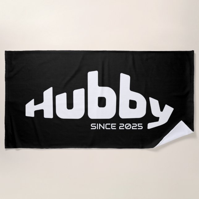 Toalha De Praia Hubby Newlywoed Ground Black & White (Frente)