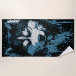 Toalha De Praia Husky Wolf Grunge Head