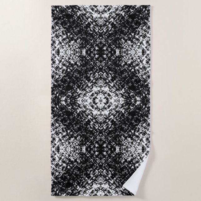 Toalha De Praia Hypnotic Abstract Black And White Modern Art (Frente)