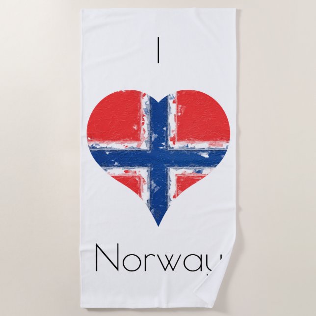 Toalha De Praia I Heart Norway Flag (Frente)