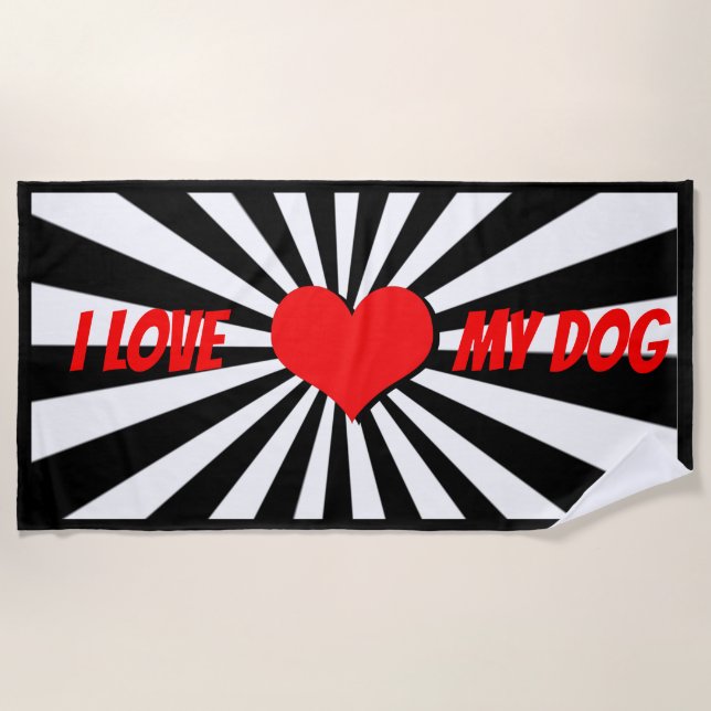 Toalha De Praia I love my dog mit Herz (Frente)