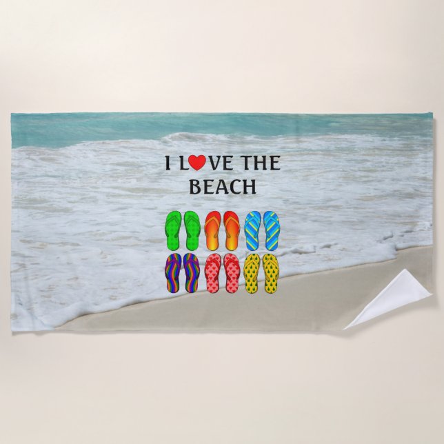 Toalha De Praia I Love the Beach, (Frente)