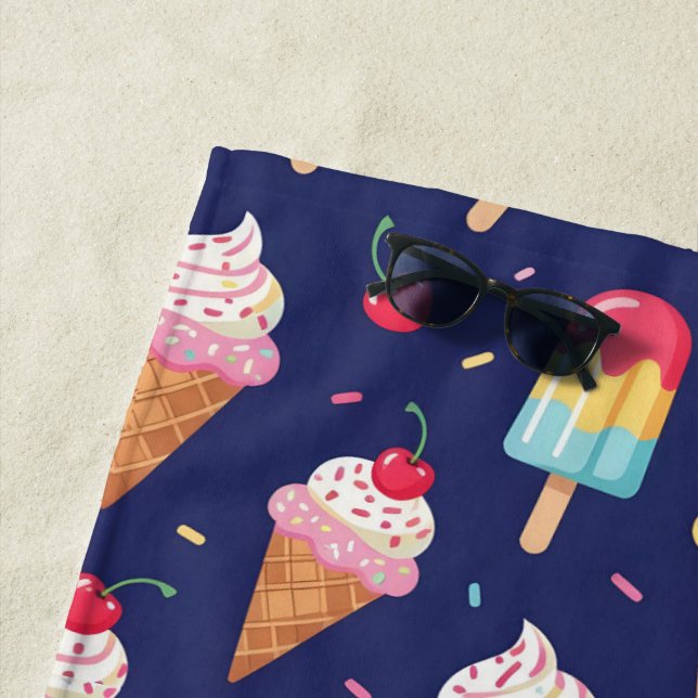 Toalha De Praia Ice cream, popsicles and cherries pattern (In Situ)