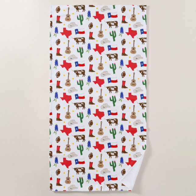 Toalha De Praia Ícones do Texas (Frente)