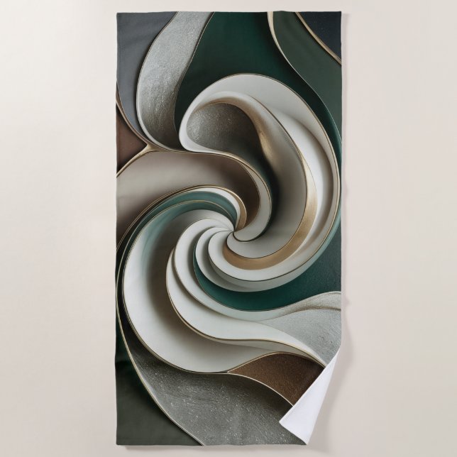 Toalha De Praia Ideia de presente da cinza de ouro verde e elegant (Frente)