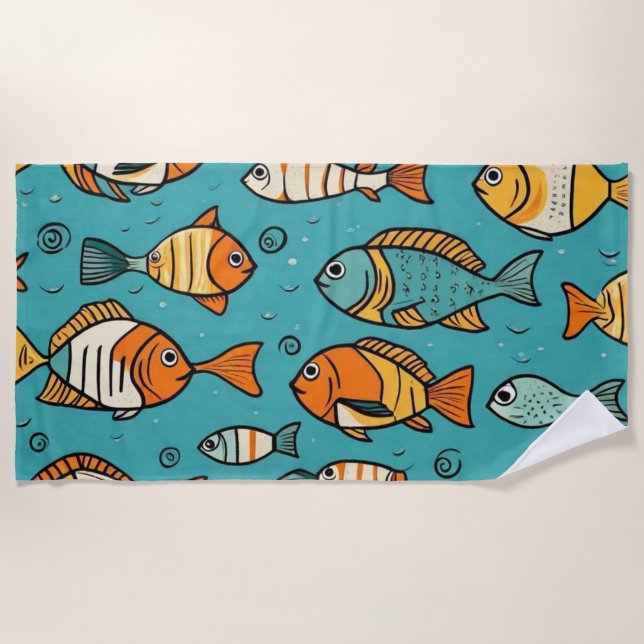 Toalha De Praia Ideias de presentes de padrão de peixe (Frente)