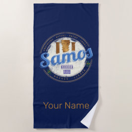 Toalha De Praia Ilha Samos em férias de colheita retrô-Grécia
