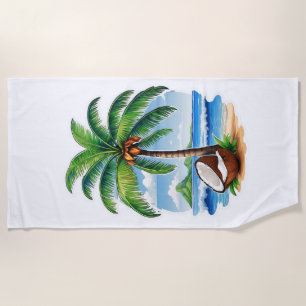 Toalha De Praia Ilha Tropical de Árvore de Coco