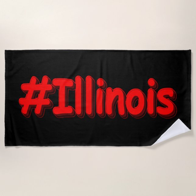 Toalha De Praia "#Illinois " Design bonito. Comprar Agora (Frente)