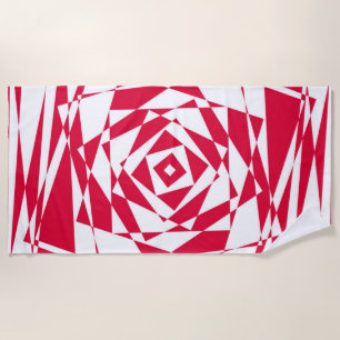 Toalha De Praia Ilusões de abstrato vermelho-branco