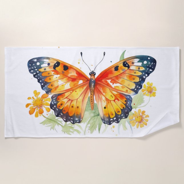 Toalha De Praia Ilustração da borboleta (Frente)