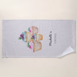 Toalha De Praia Ilustração de aquarela em rosa