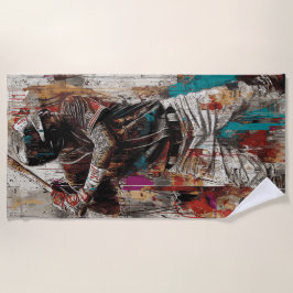 Toalha De Praia Ilustração de Arte de Grafite de Jogador de Beiseb