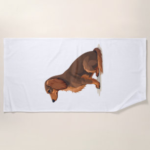 Toalha De Praia Ilustração de cachorro vista traseira de Dachshund
