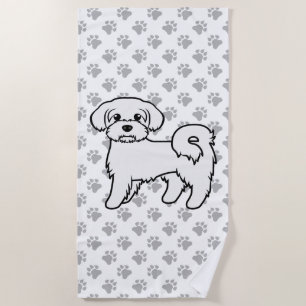 Toalha De Praia Ilustração de Cão de Cartoon Cortado Maltês