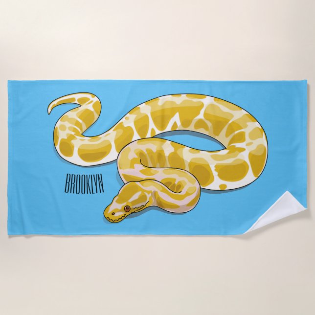 Toalha De Praia Ilustração de cobra de pitão birmanês (Frente)